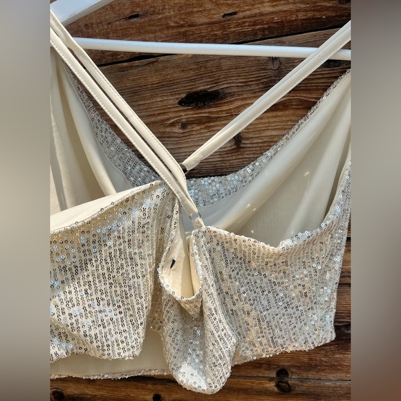 FOREVER 21 | White Sequins Drapey Top & Midi Skirt Set 2X - Picture 4 of 5